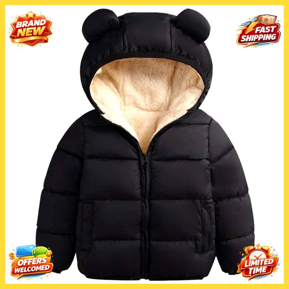 Kids Winter Down Alternative Coat with Hood, Size 12M-5Y, Lightweight & Warm